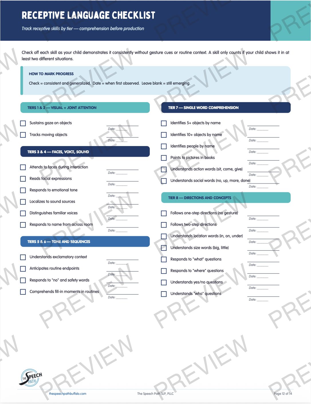 Preview: Milestone checklist page