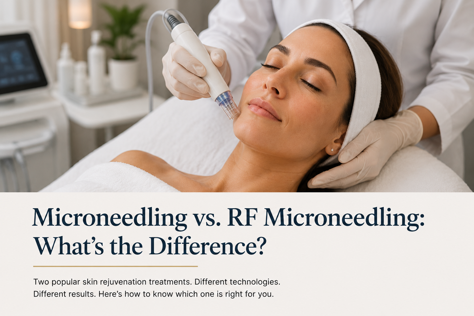 Woman receiving a microneedling treatment at a medical aesthetics practice