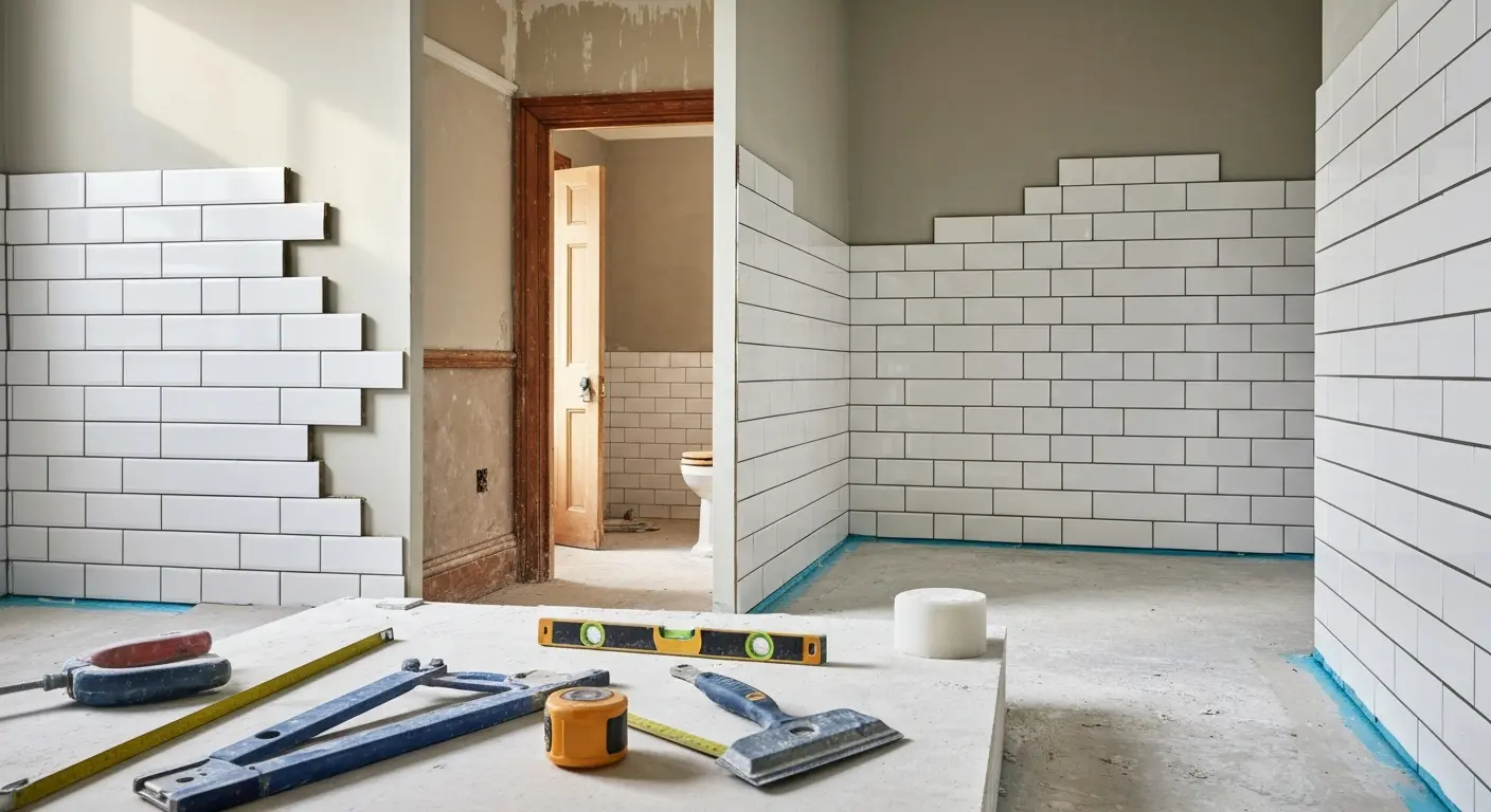 Bathroom tile installation project