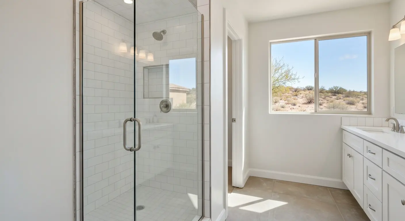 Full bathroom addition with tiled shower and vanity