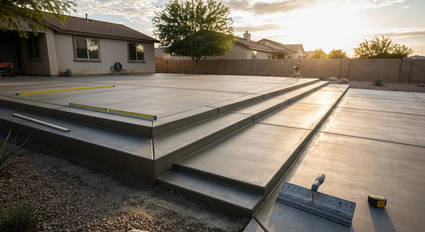 Concrete driveway and patio