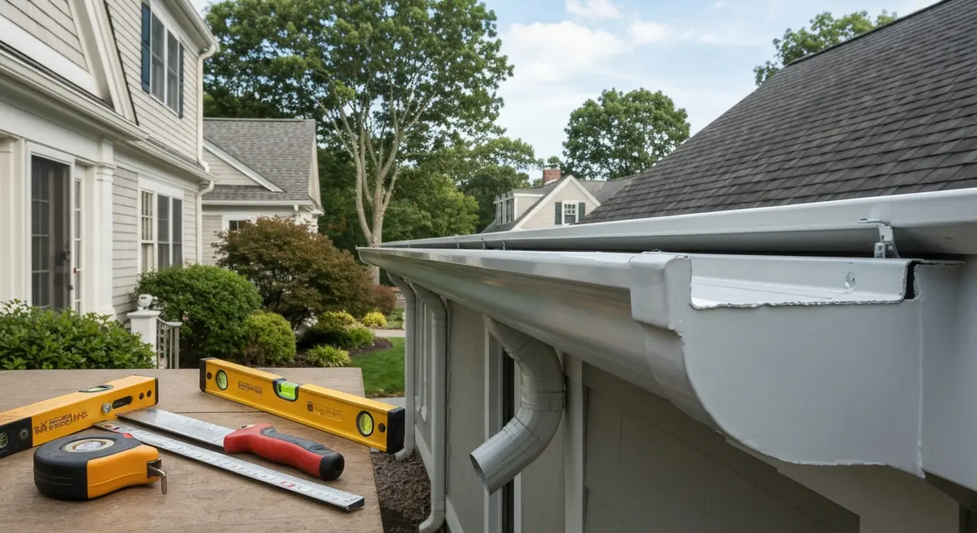 Gutter installation on Millbrook home