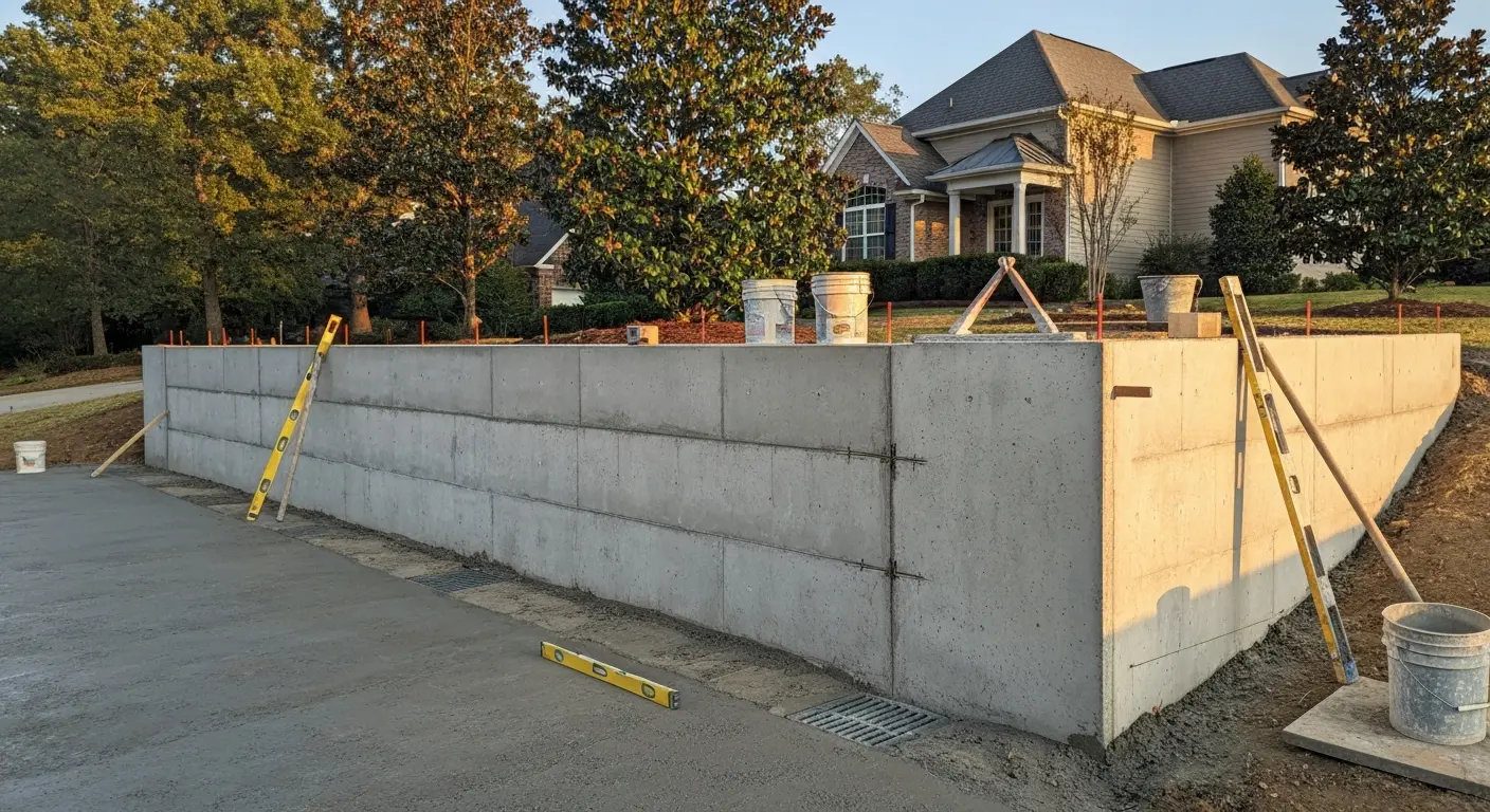 Concrete retaining wall