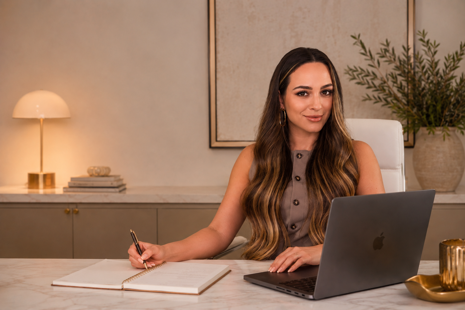Triny at her desk