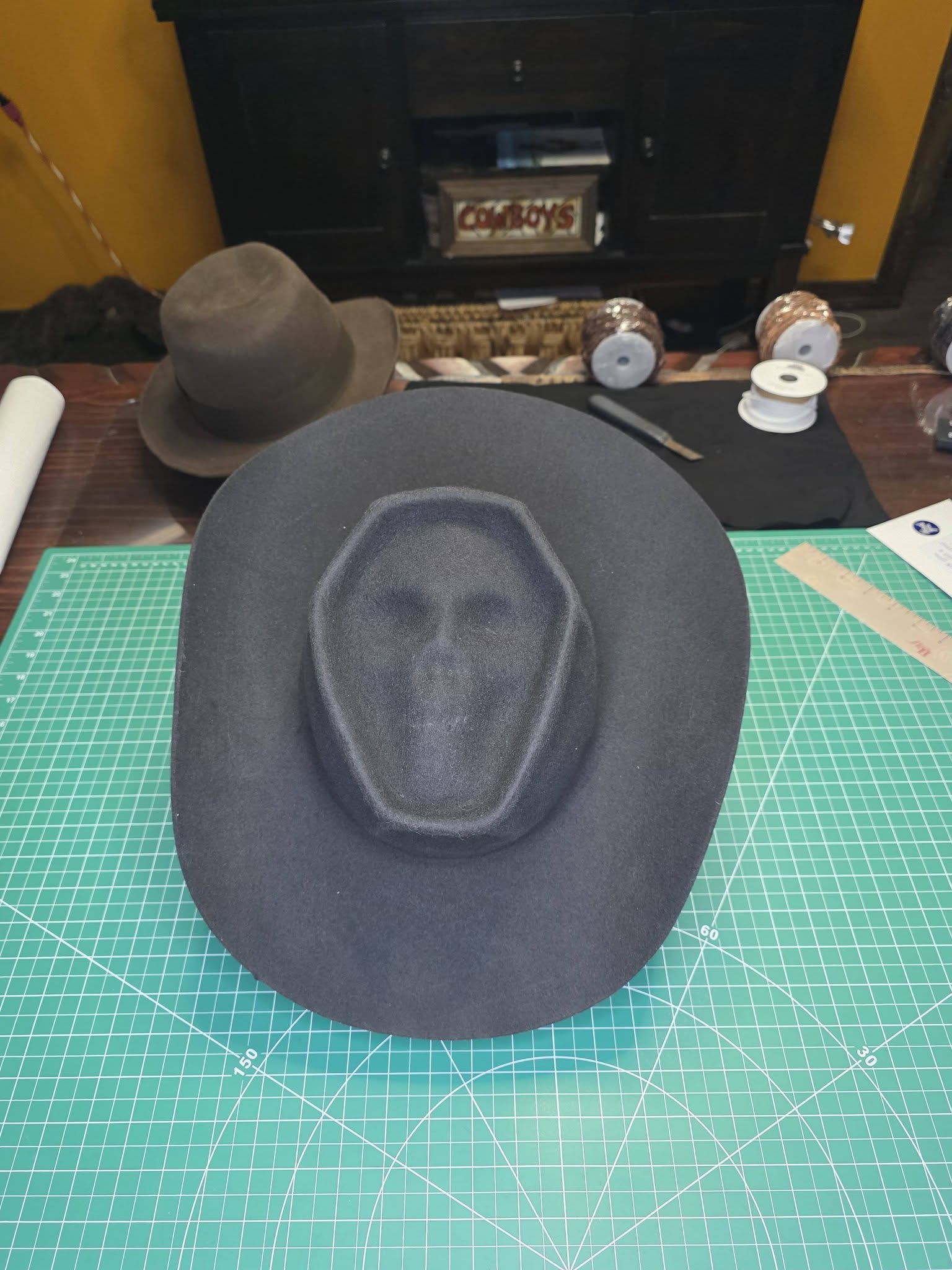 Shaped Western hat detail