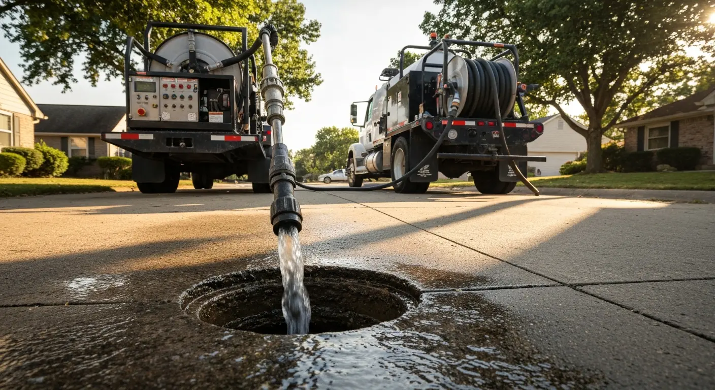 Hydro jetting sewer line