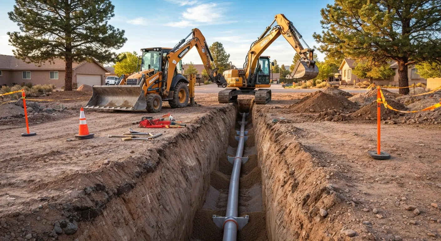 Trenching equipment in action