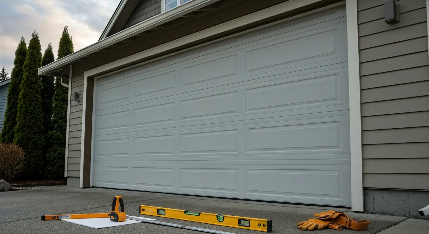 Newly installed residential garage door