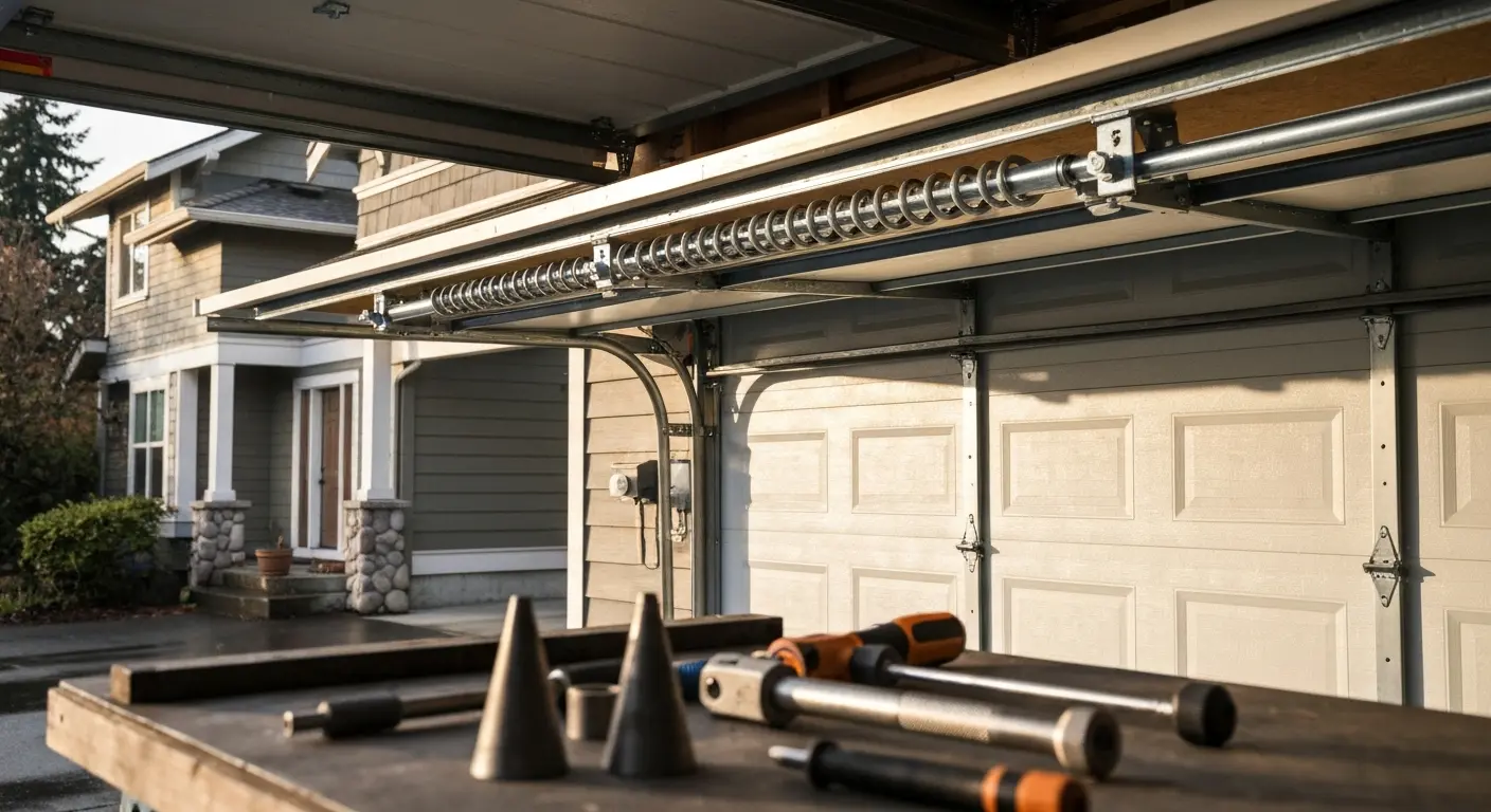 Garage door spring replacement work