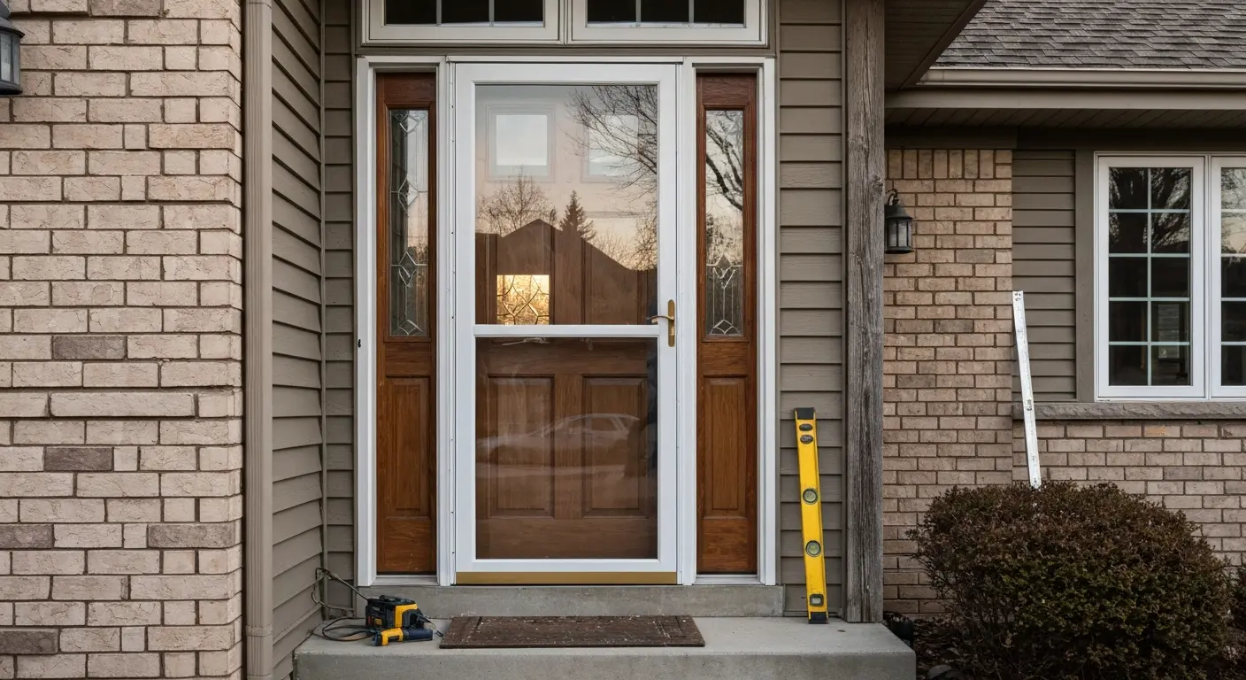 Storm door installation