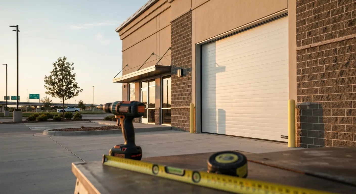 Commercial roll-up garage door installation