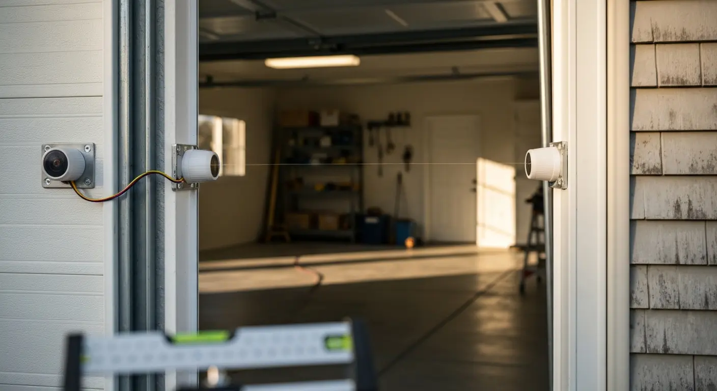 Garage door photo eye sensor alignment
