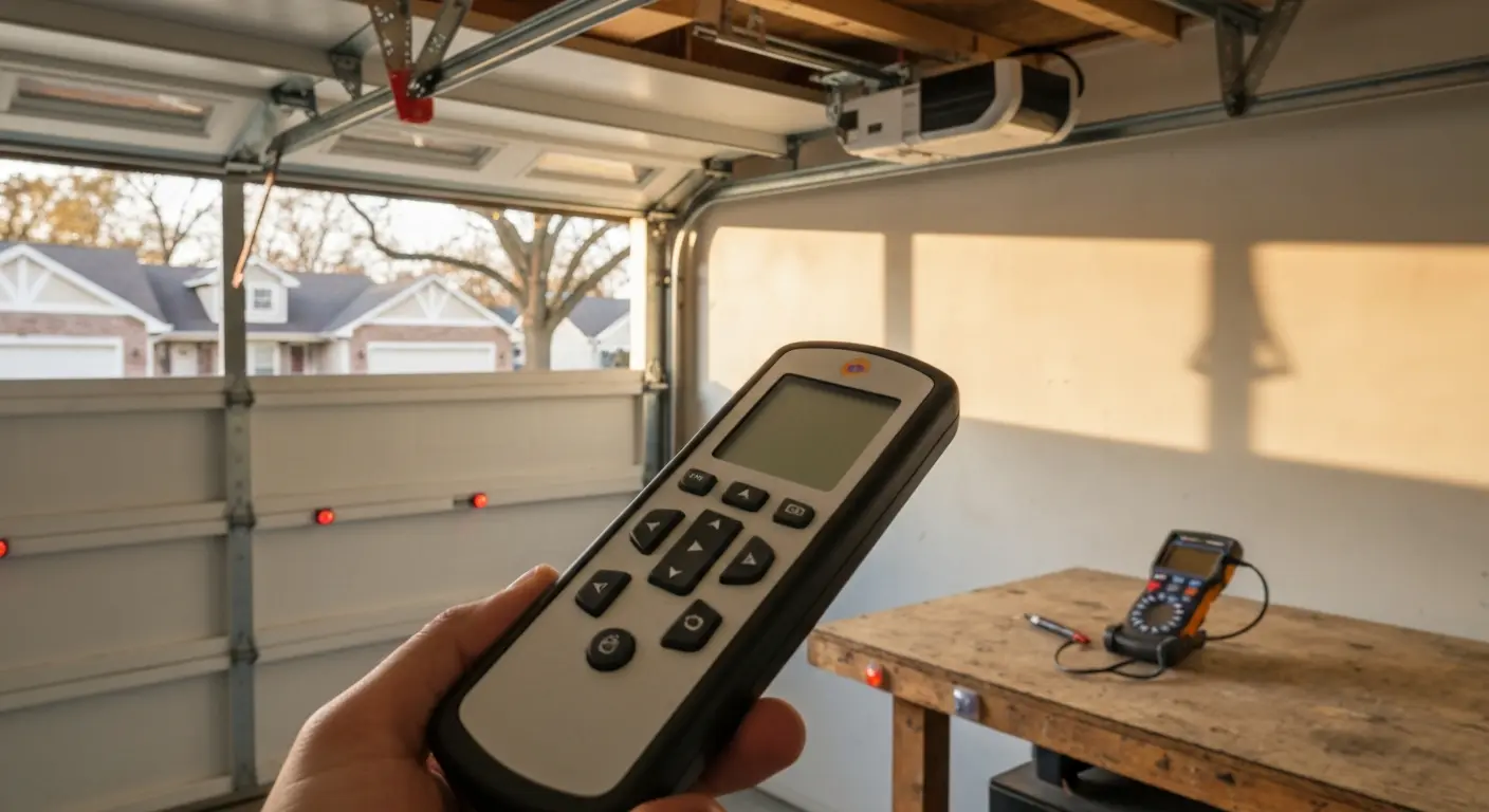 Garage door remote control and safety features