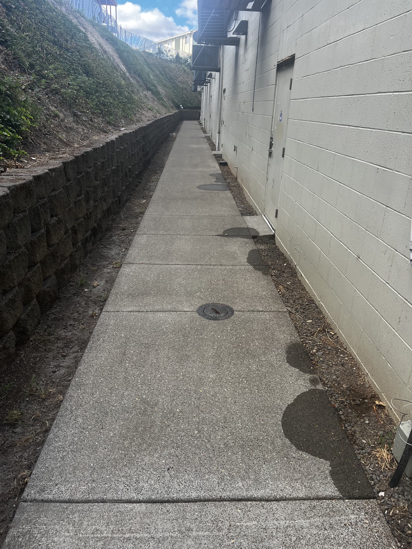 After: Commercial building walkway pressure washing before and after in Salem, OR