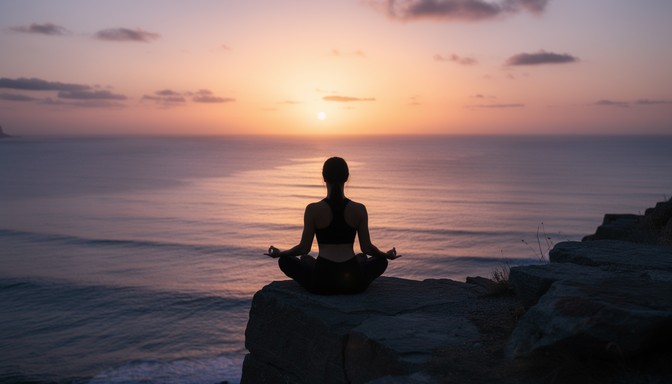 Woman finding stillness and reconnecting with herself