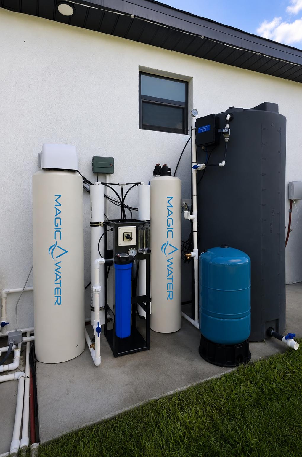 Sistema exterior completo para el tratamiento de agua de pozo
