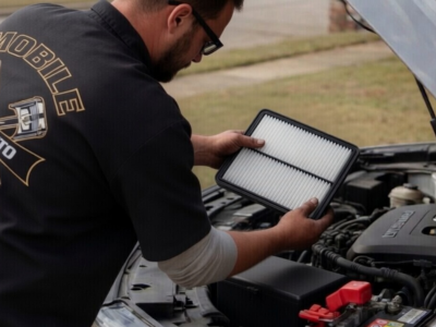 Mobile mechanic performing oil change and maintenance in Northwest Arkansas