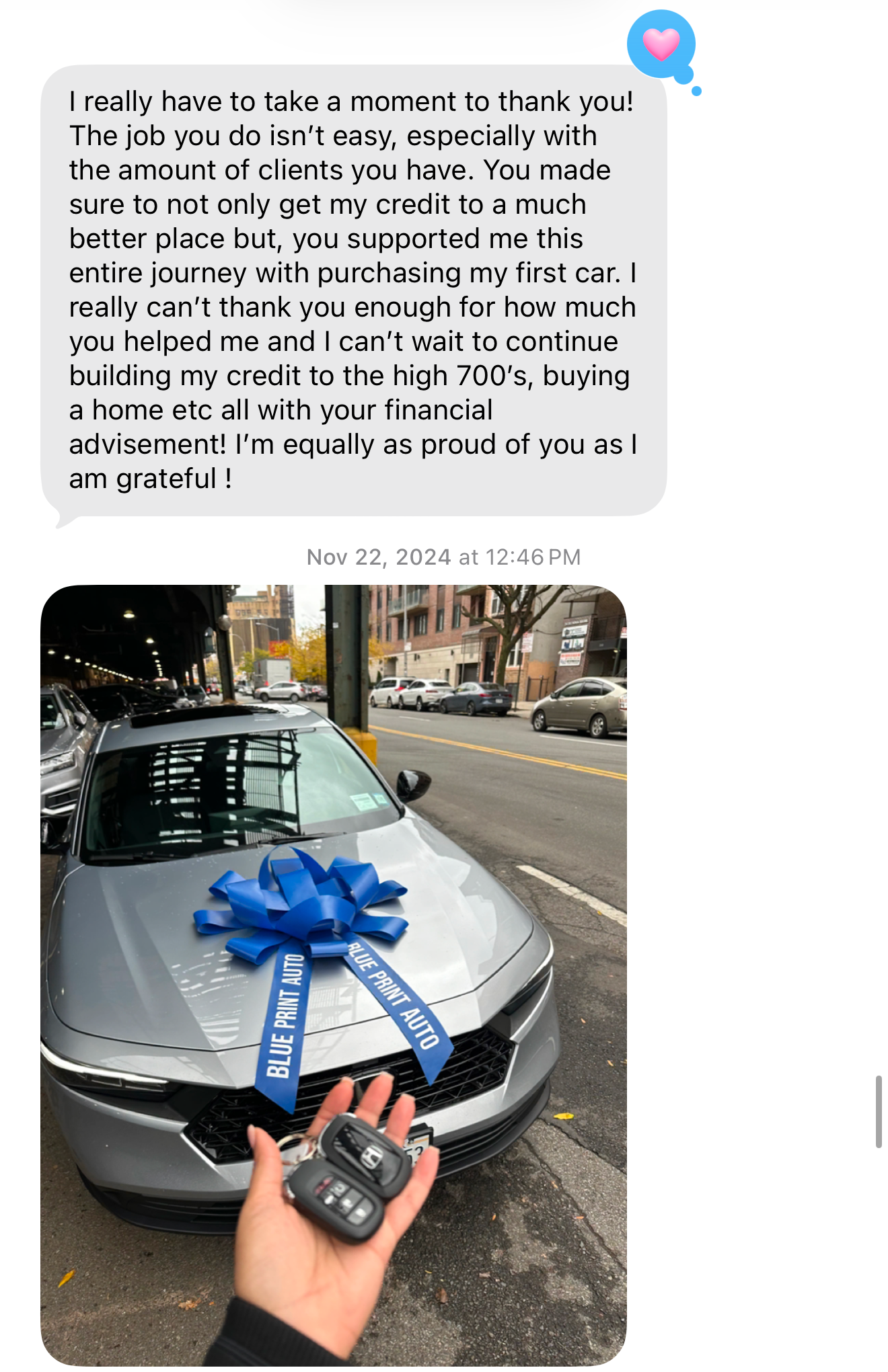 Client testimonial result