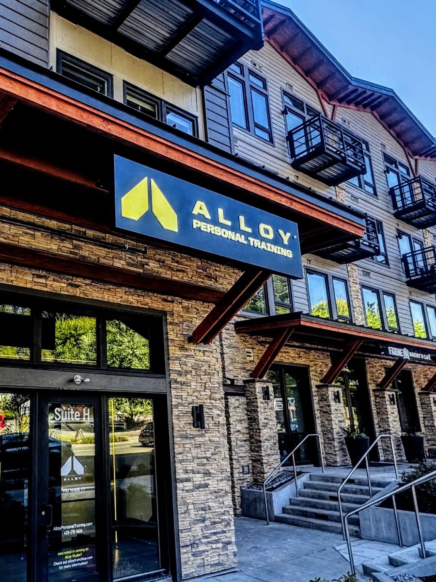 The Alloy Personal Training storefront, Suite H, in the Harvest Woodinville building