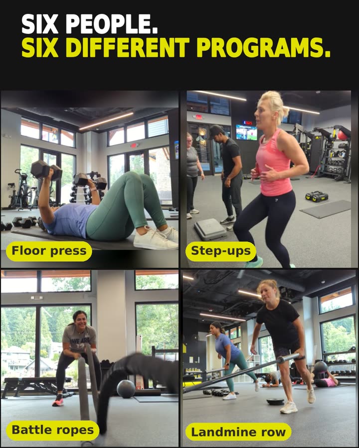 Members training on their own programs in a small group session at Alloy Woodinville