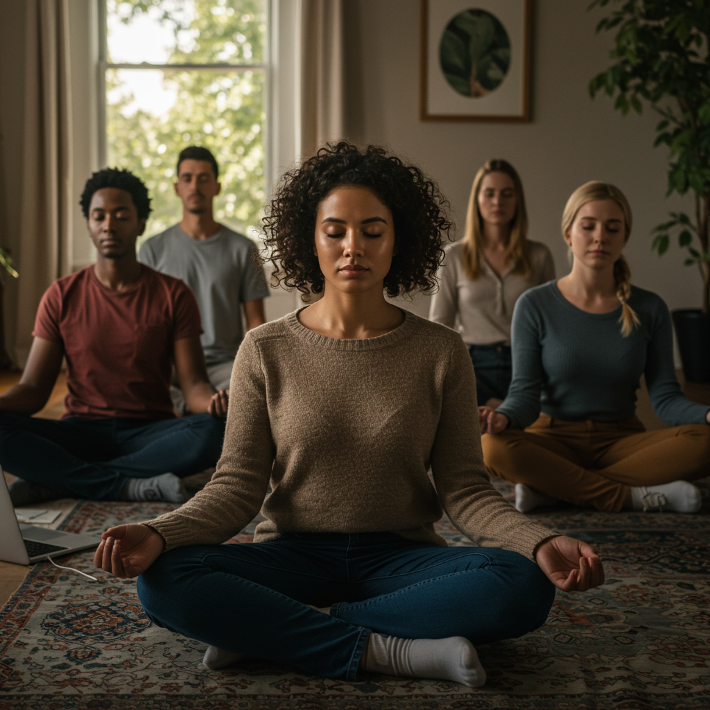 People meditating together 