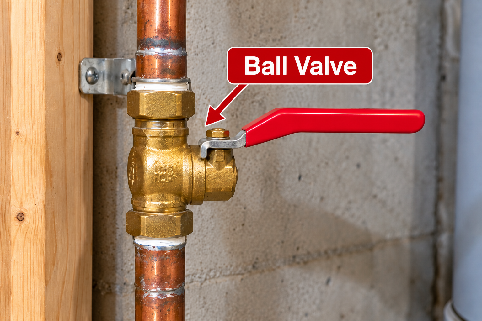 Ball valve on copper pipe