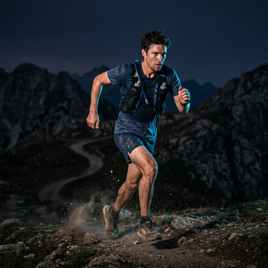 Trail runner en montaña