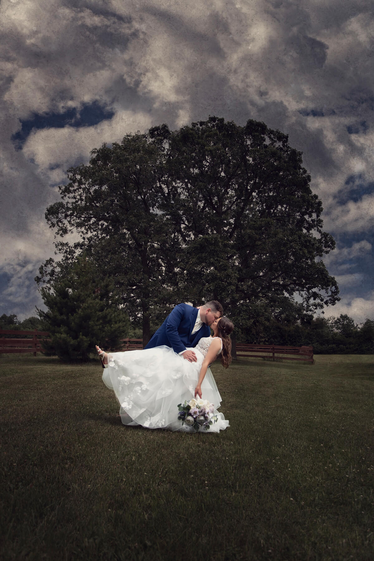 Couple embracing at golden sunset