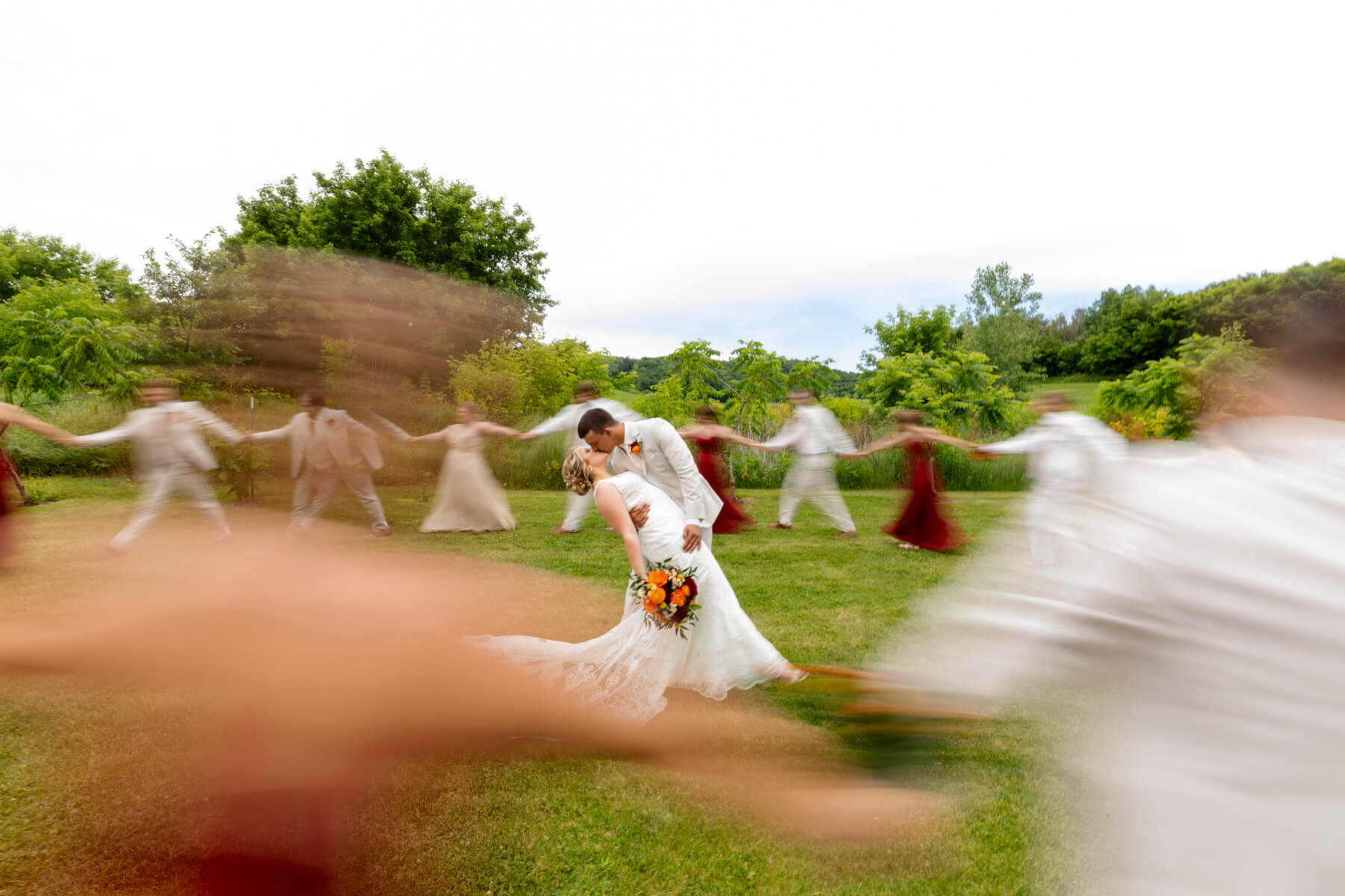 Couple walking together at golden hour