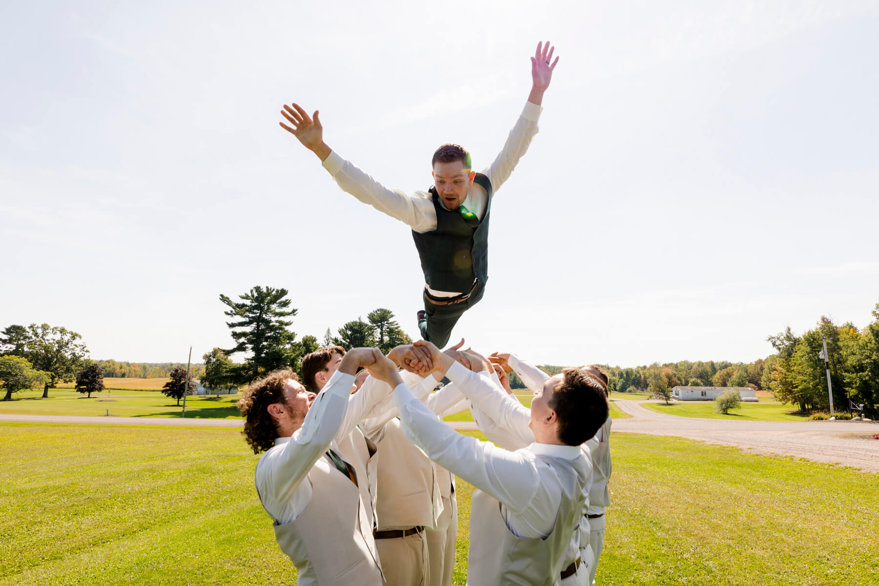 Couple laughing naturally together