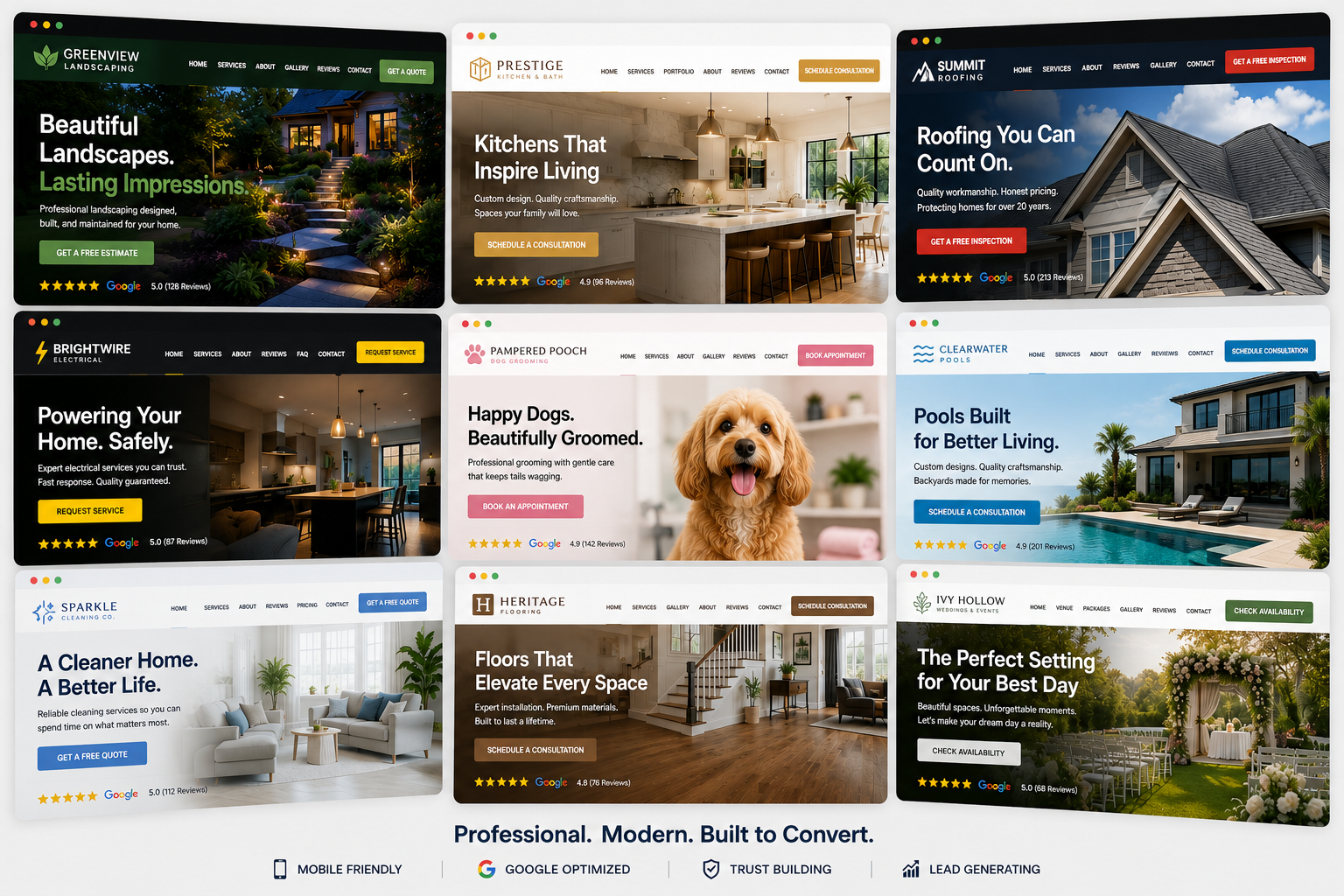 Professional trade websites built by Raystead