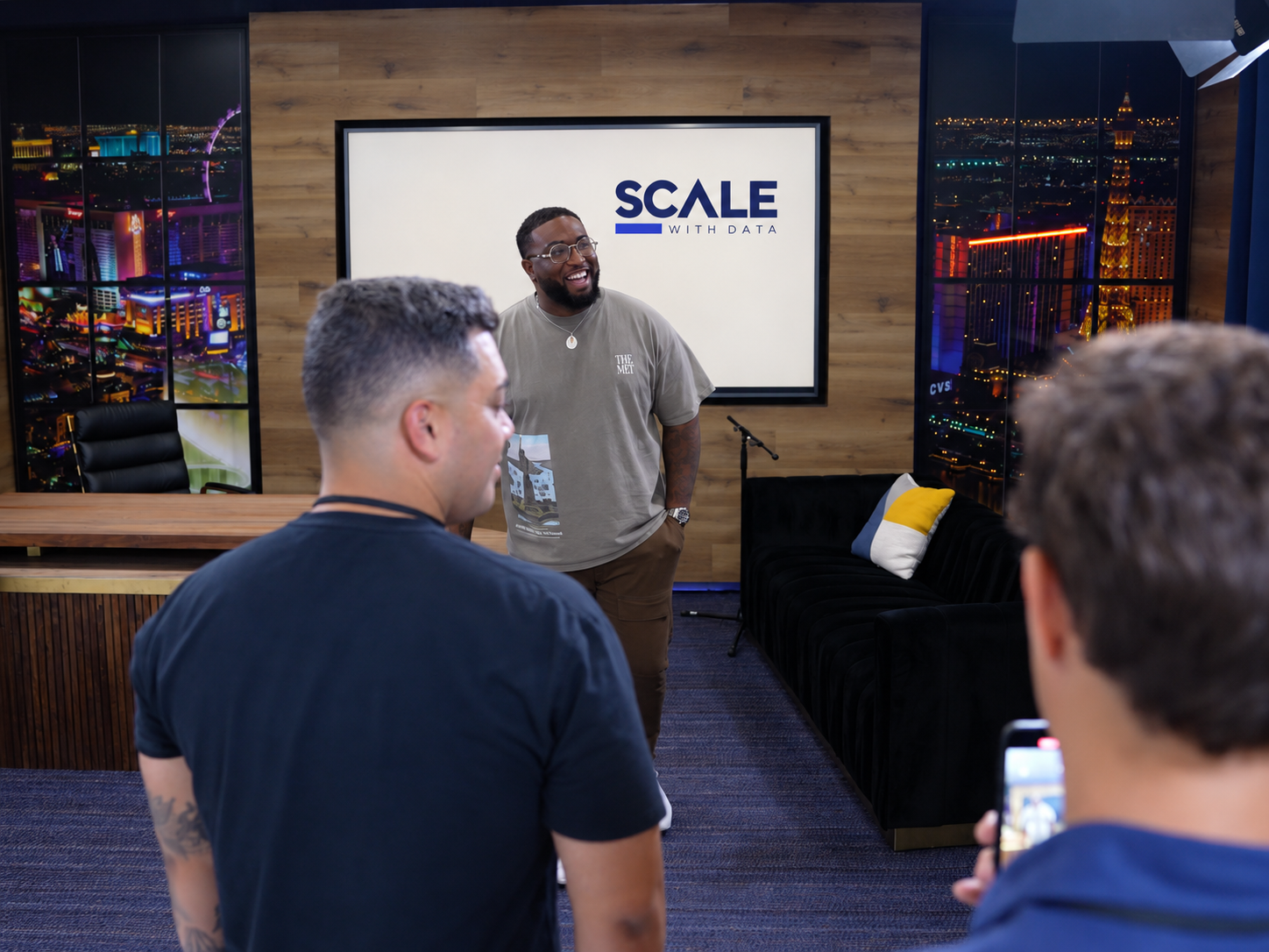 Spencer smiling while leading a content workshop