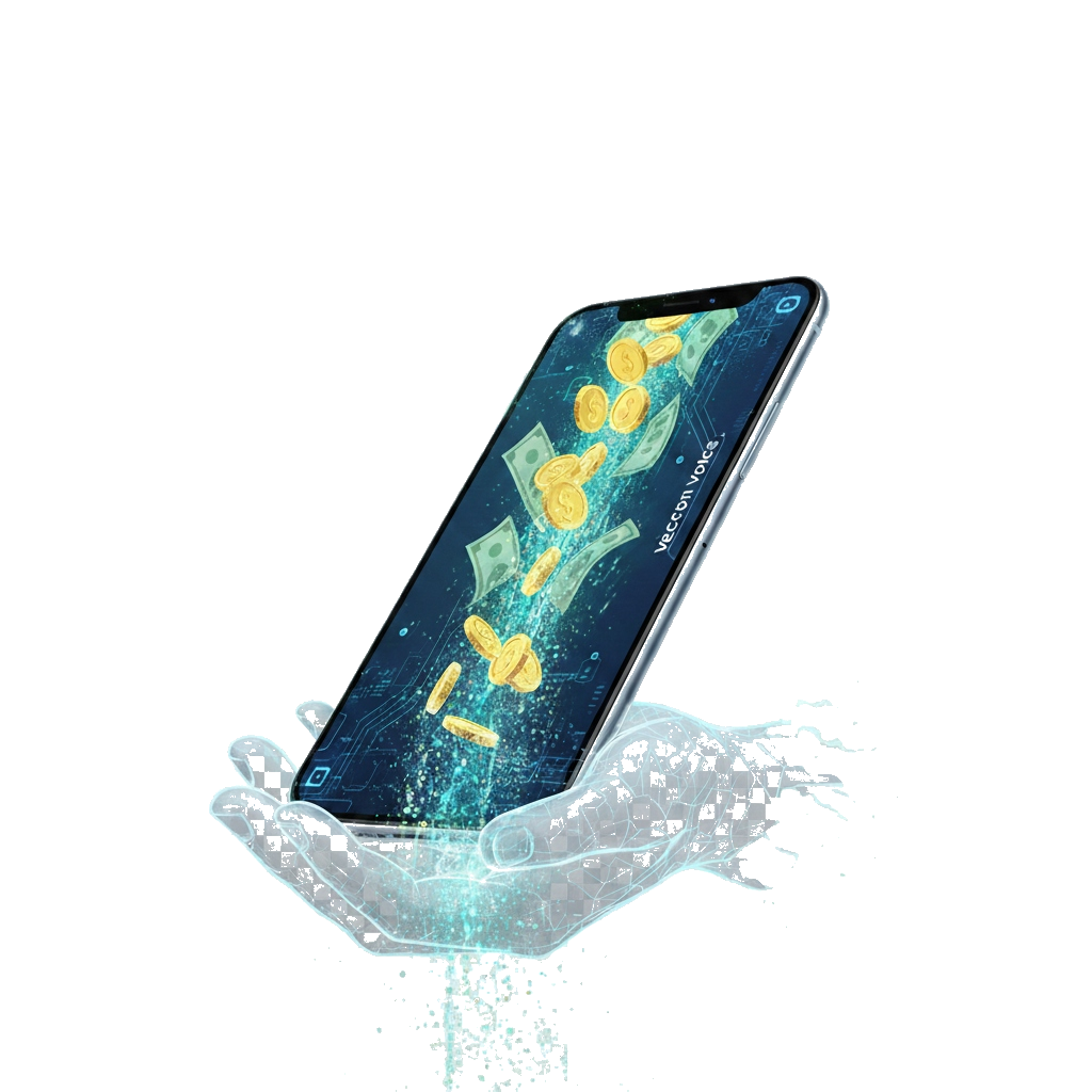 Money slipping through digital phone