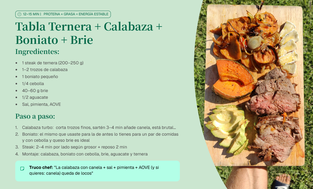 Recetabla con alimentos reales y saciantes