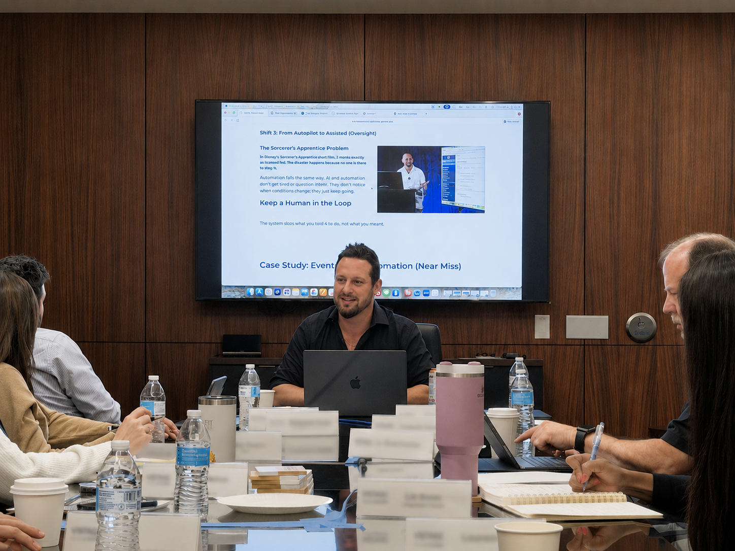 Leadership team discussing AI implementation