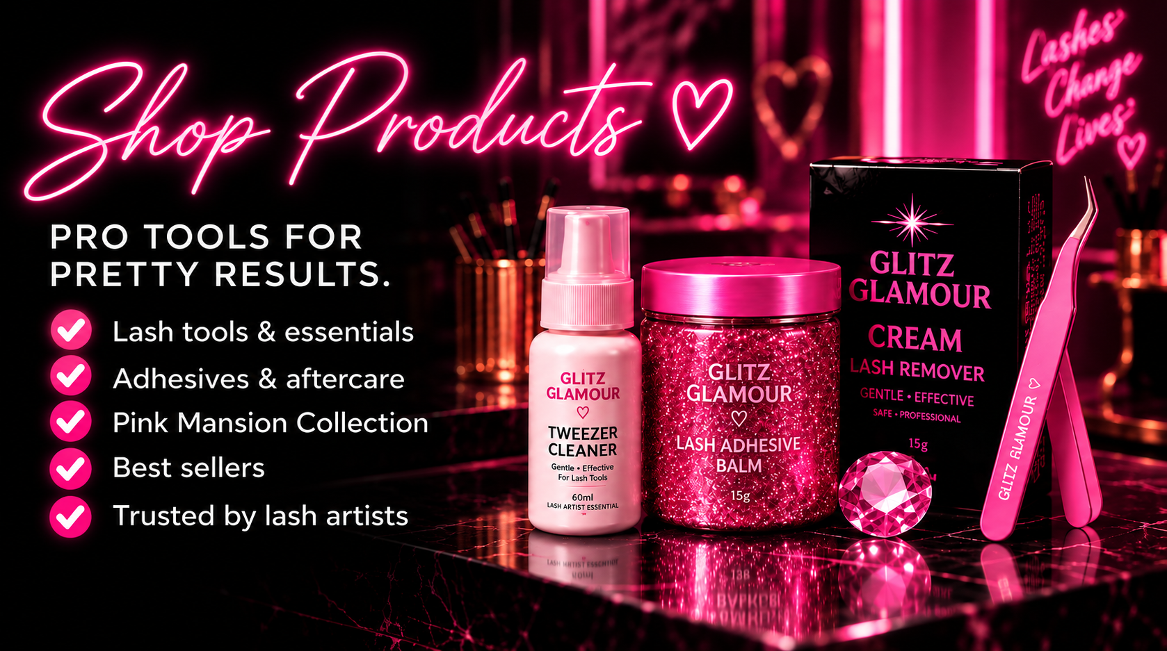 Glitz Glamourr pro lash tools