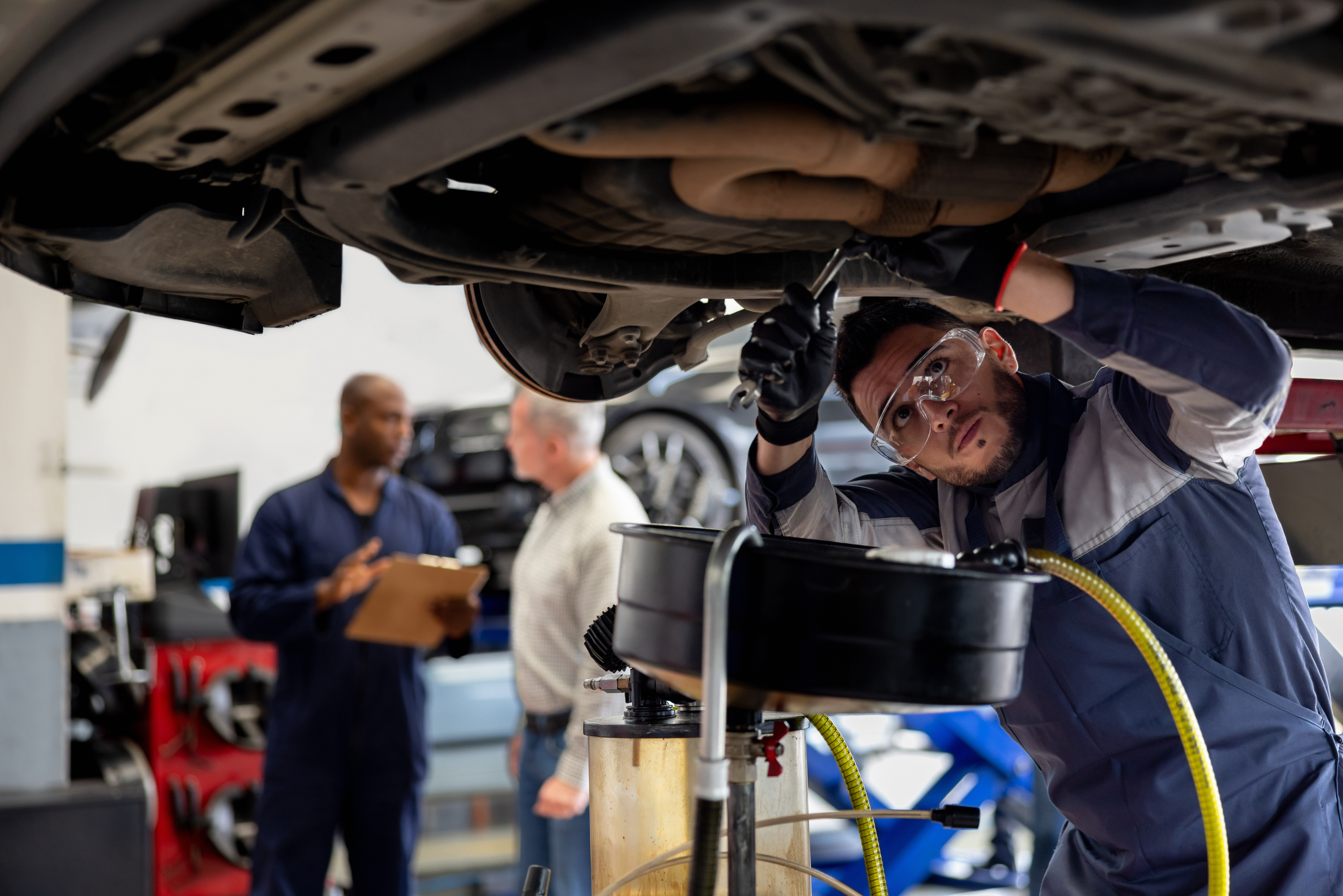 Worker back on the job in an auto shop