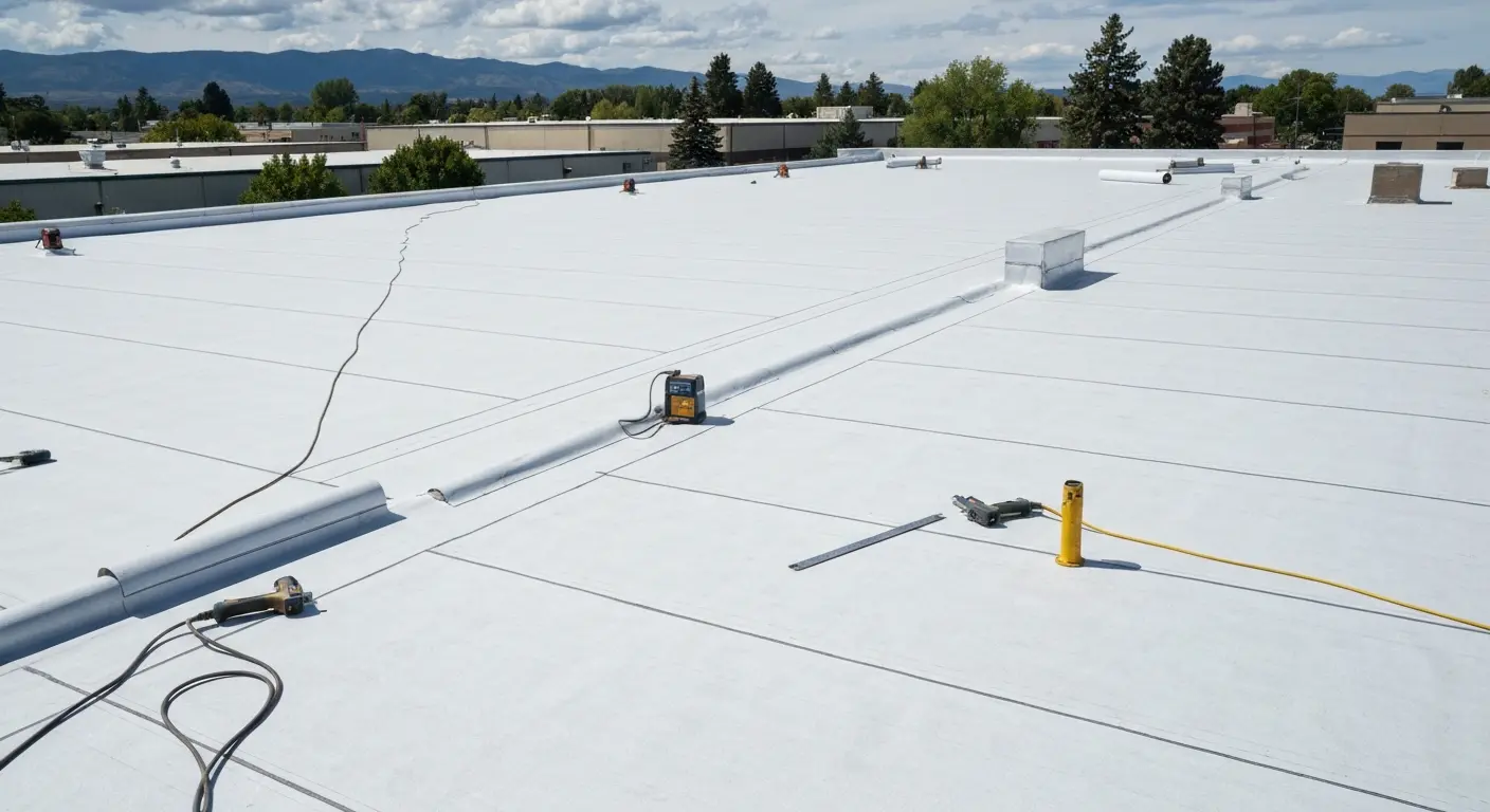 Commercial flat roof installation