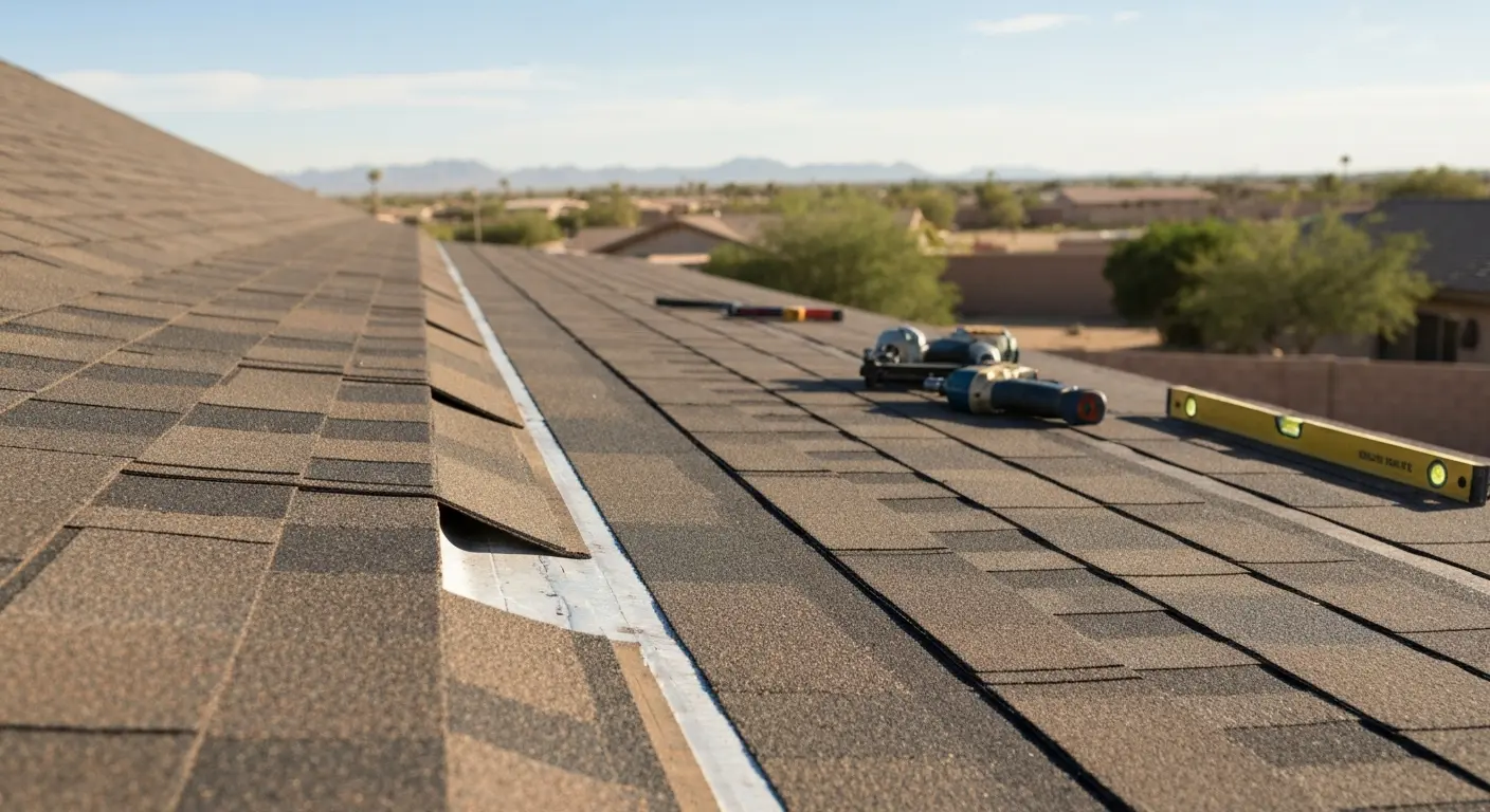 Roof repair in progress