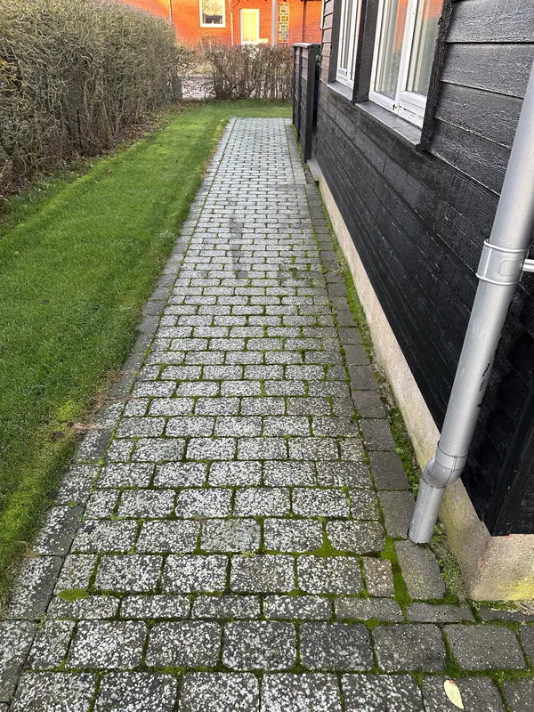 Før og efter billede af skånsom fliserens. før