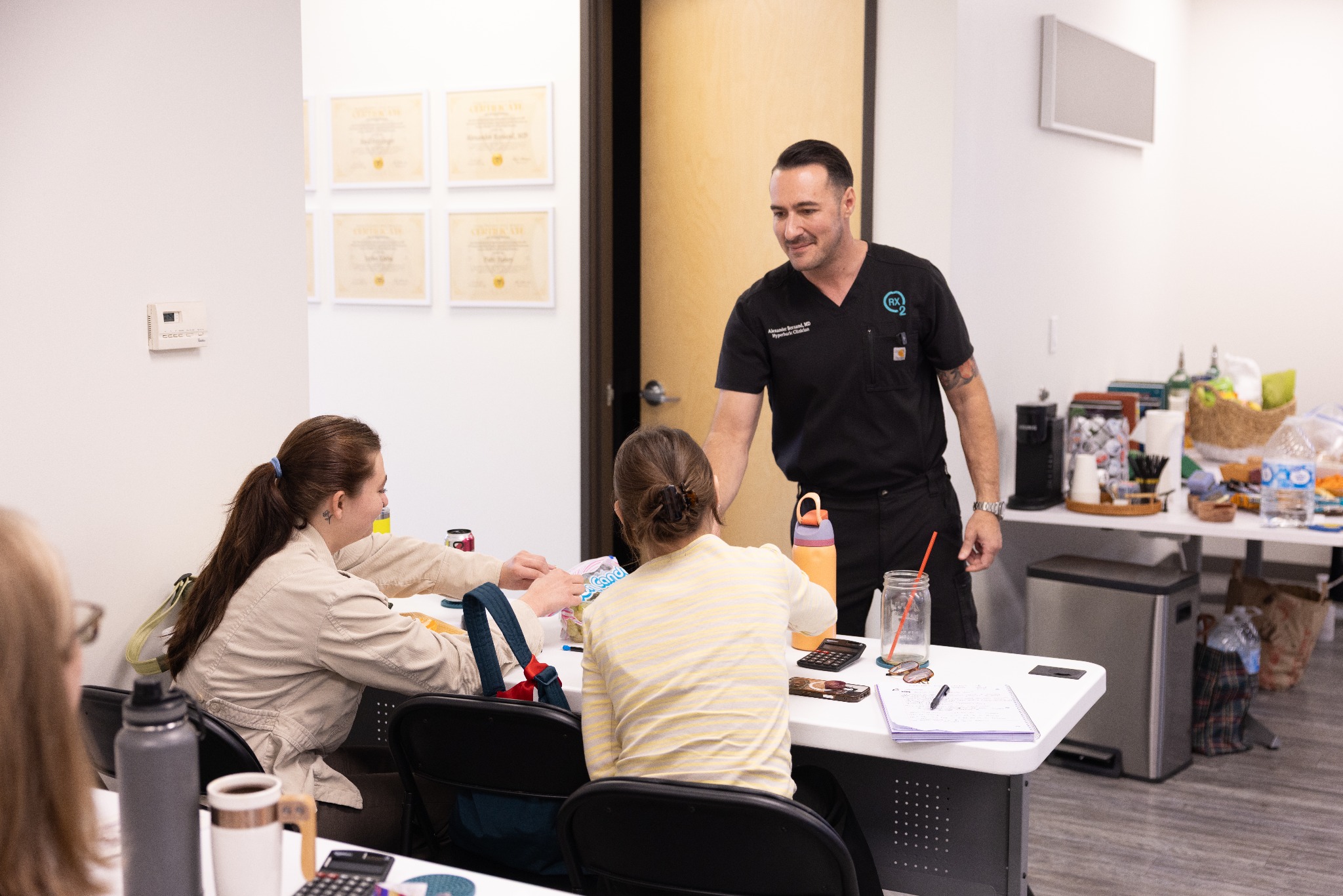 Dr. Alexander Borsand teaching students in the hyperbaric training classroom