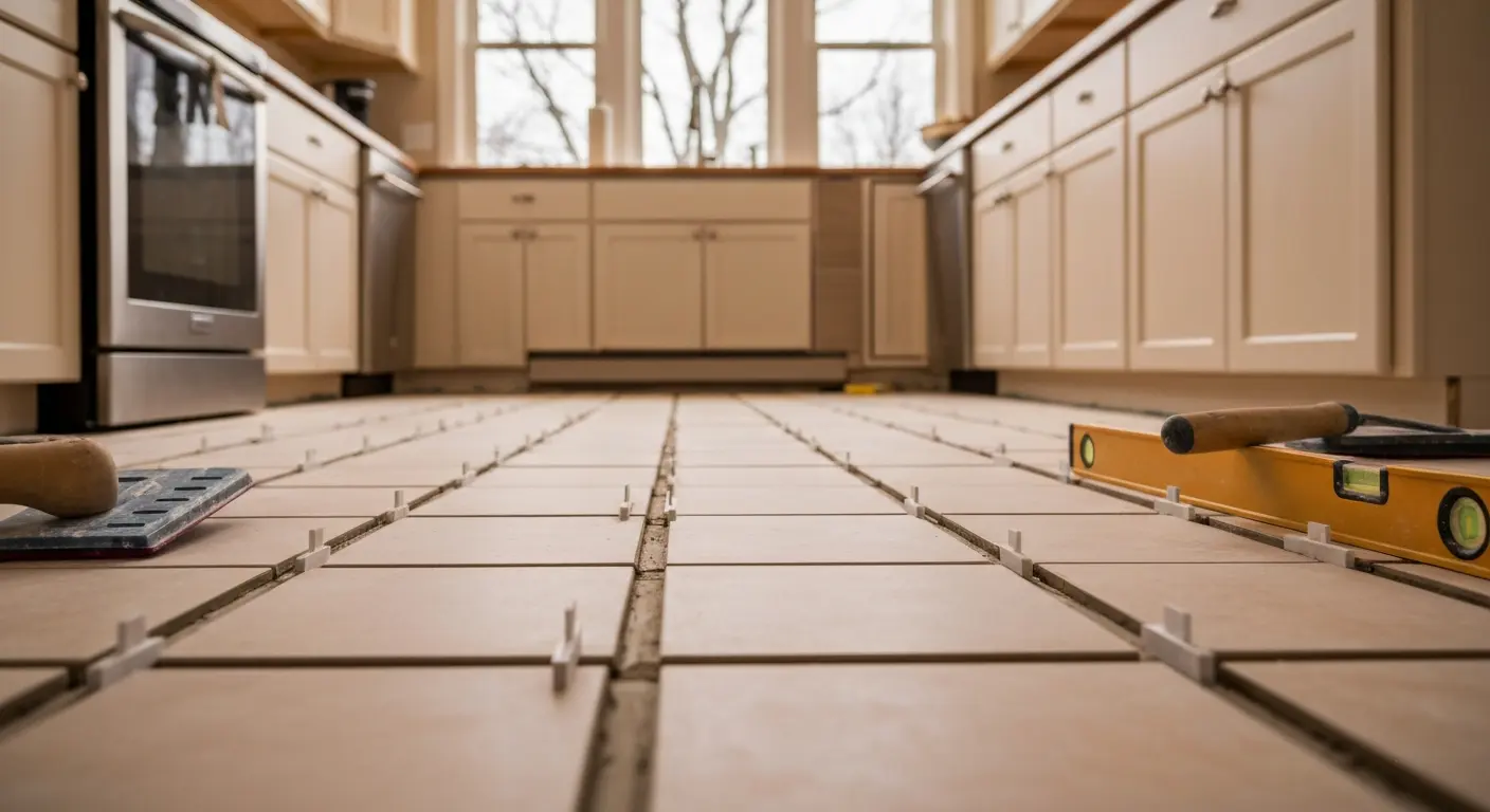 Kitchen tile flooring installation