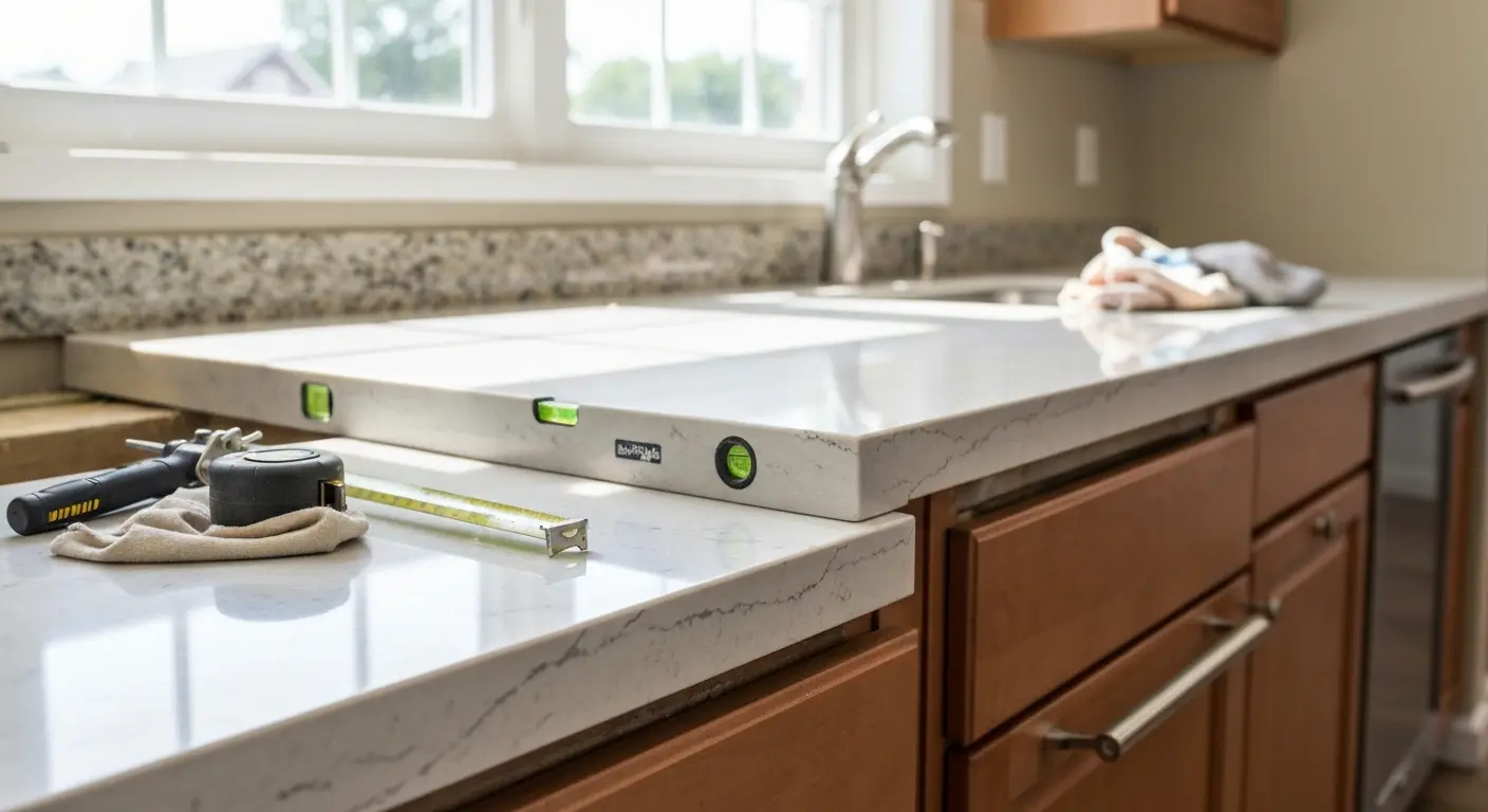 Quartz countertop installation