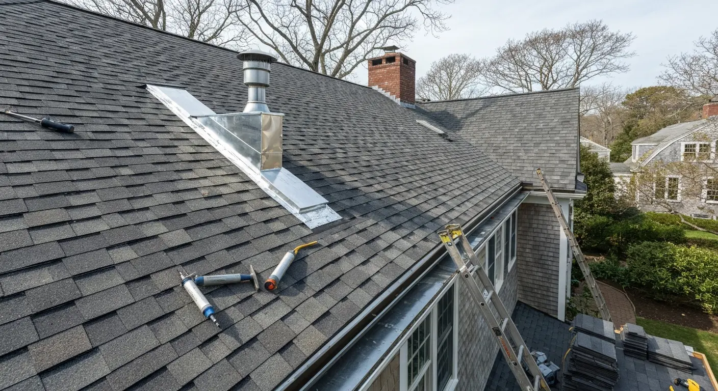 New shingle roof installation