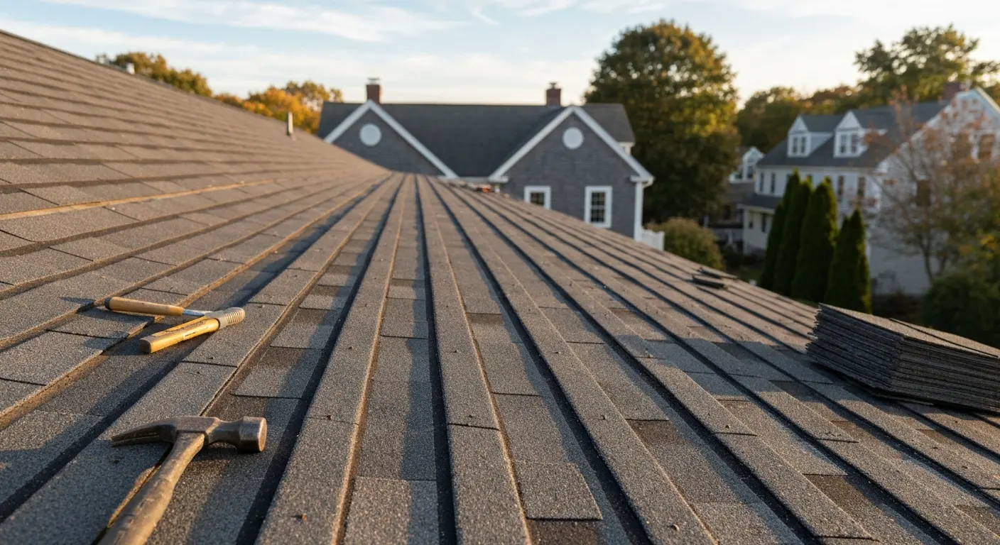 Roof repair work on residential property