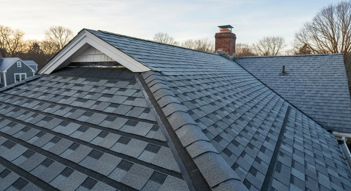 Snow and ice on residential roof