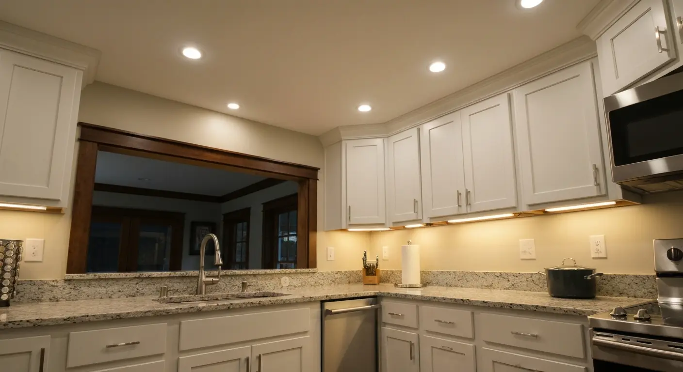 Recessed and under-cabinet lighting in kitchen