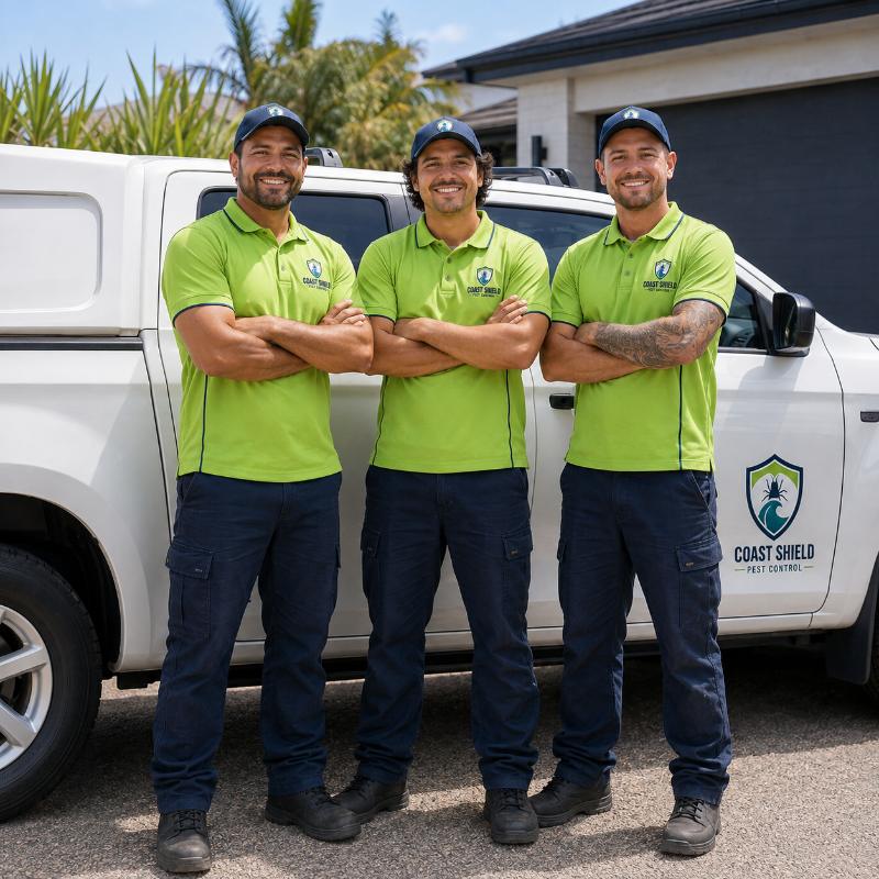 Coast Shield pest control specialist treating a Gold Coast home exterior