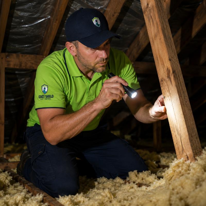 Coast Shield specialist applying pest treatment at a Gold Coast residence