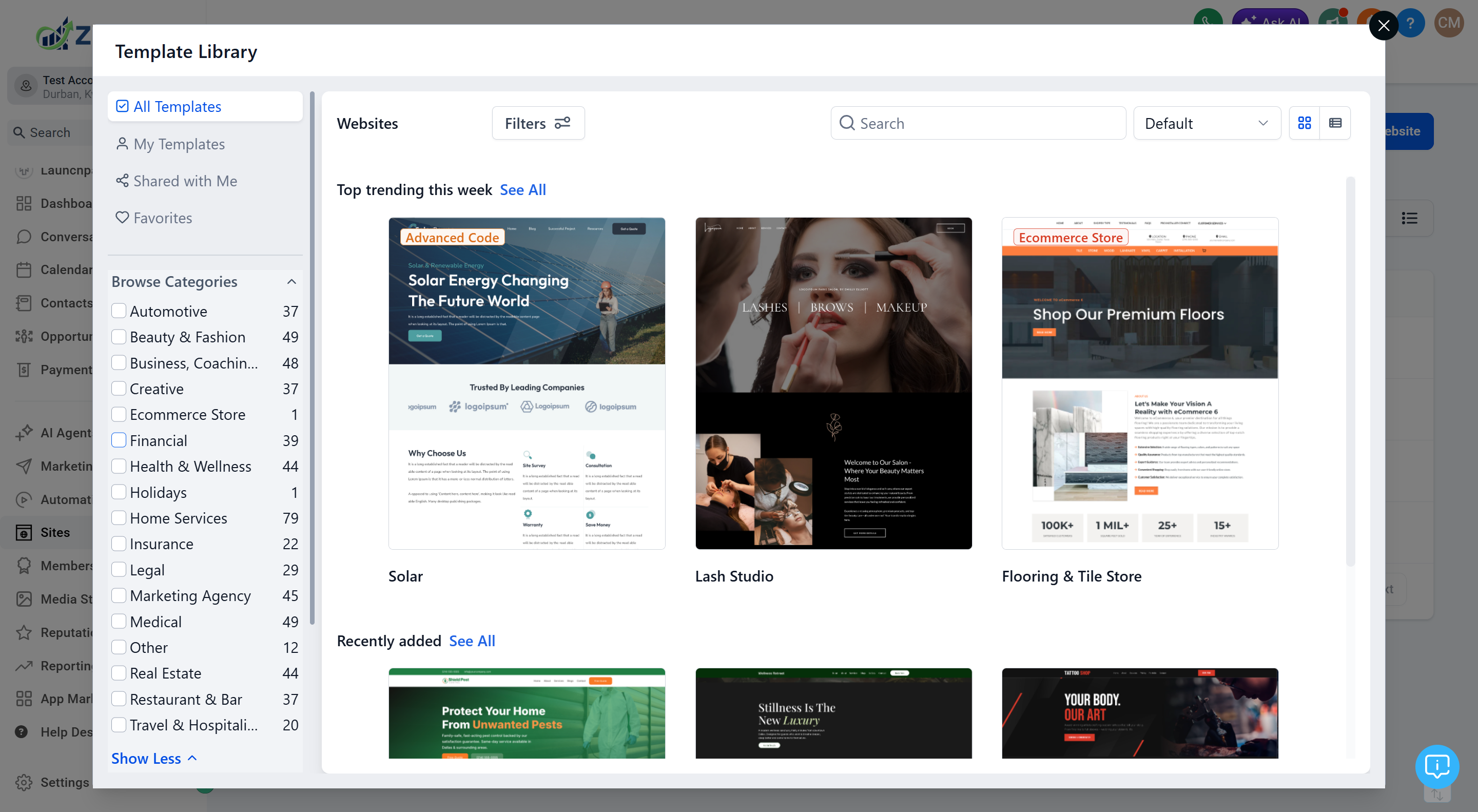 Zip360 Sites Dashboard